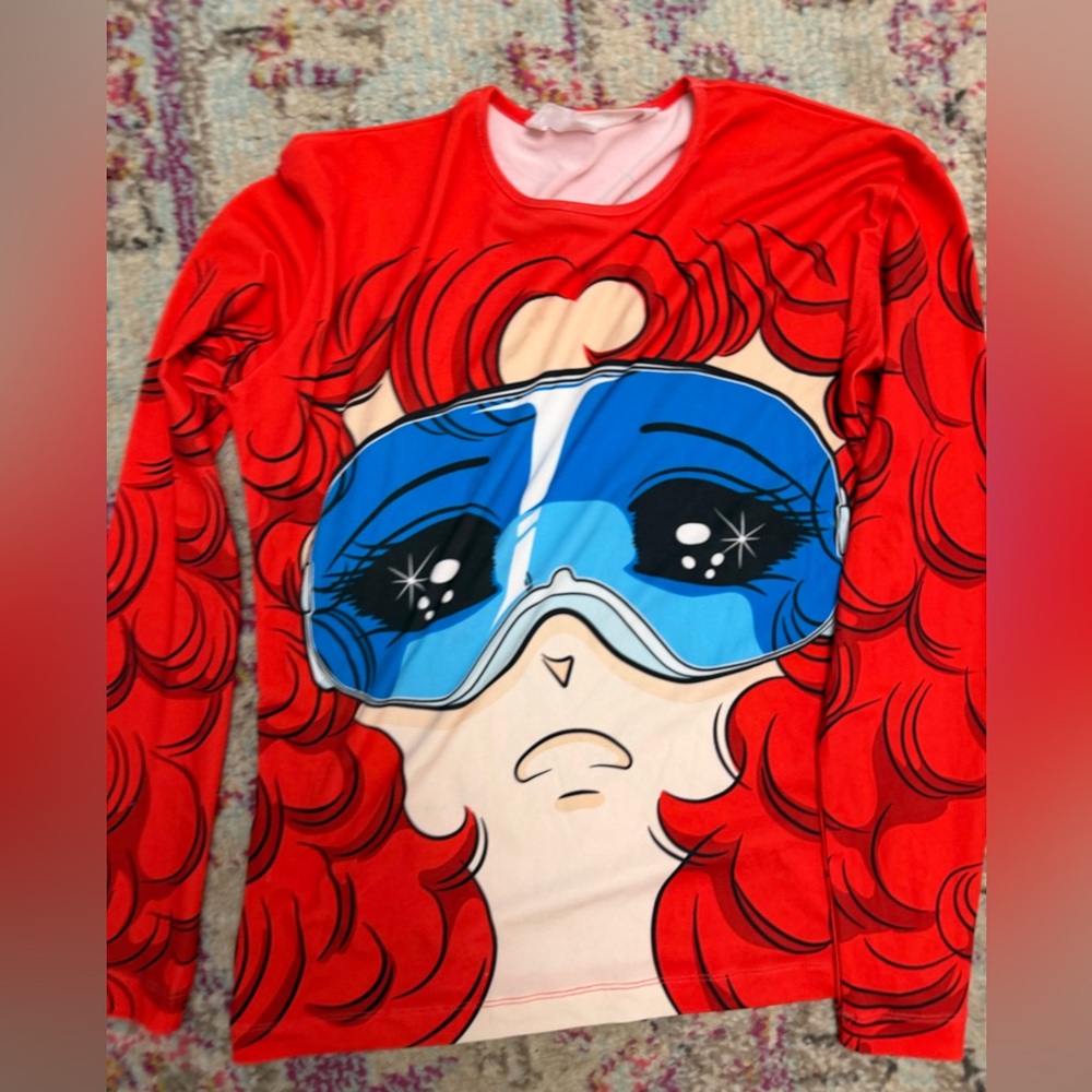 Pushbutton Red Graphic Long Sleeve Shirt